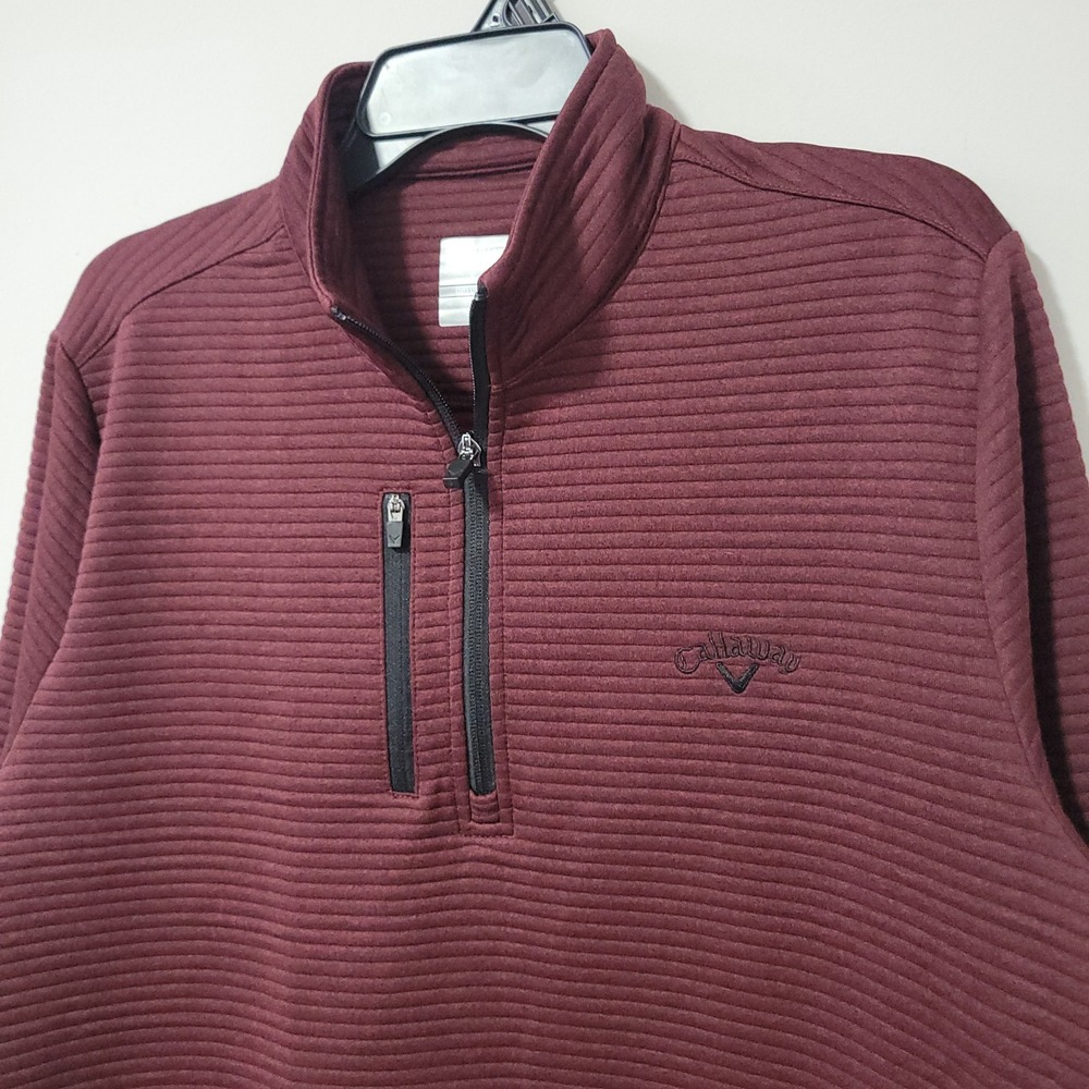 Callaway Opti-Dri 1/4 Zip Pullover Mens M Burgundy Golf Textured Performance